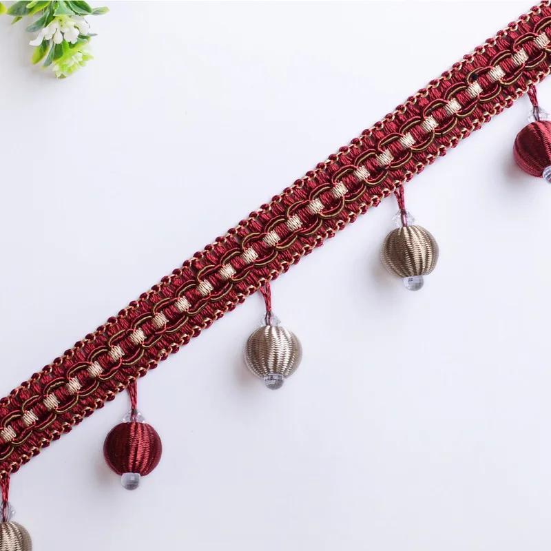 5.5M Curtain Sewing Tassel Fringe Lace Crystal Beads Weave Ball Trim Upholstery Home Decor Elegant Delicate Curtain Accessories