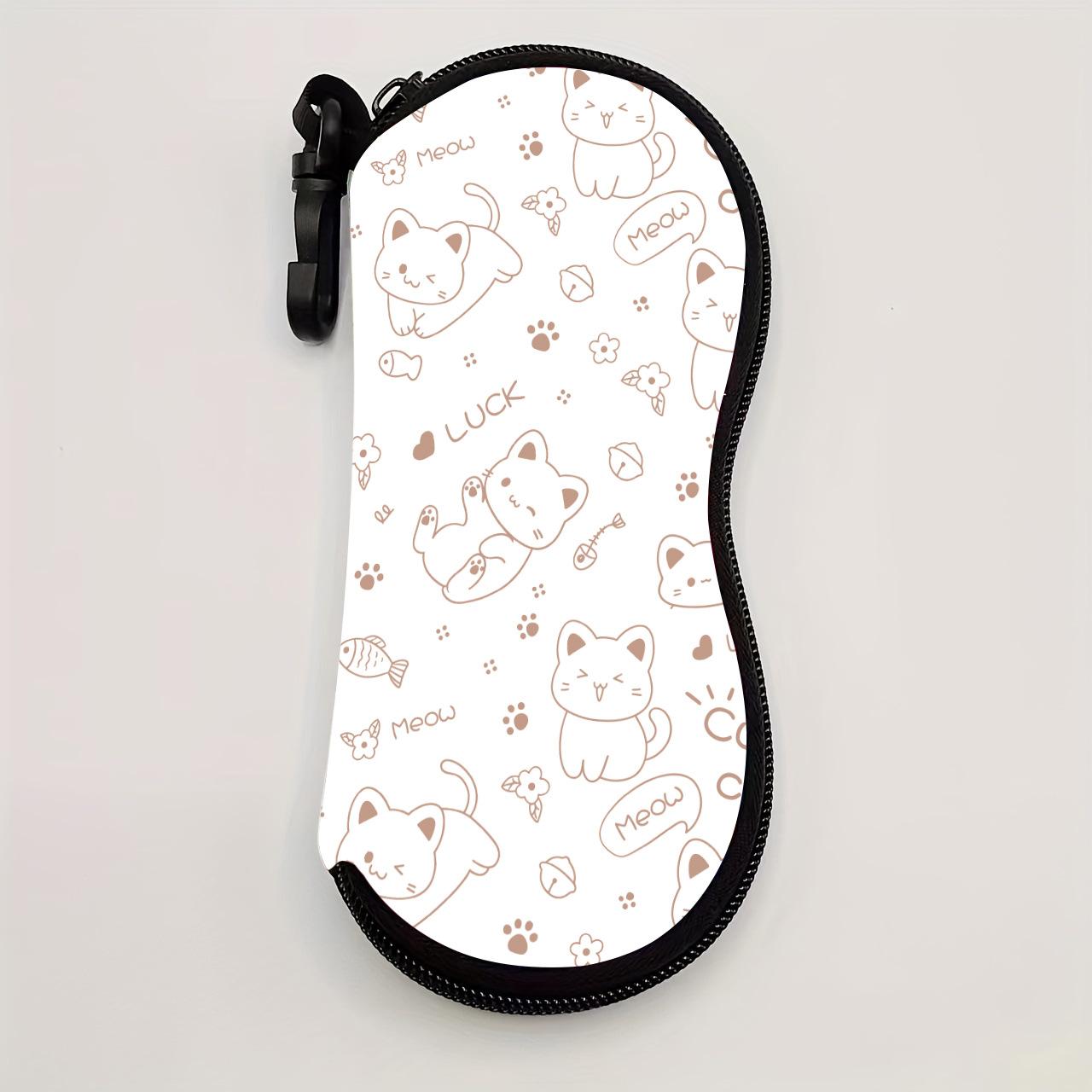 

Zipper Sunglasses Holder Cute Print Glasses Case Pu Leather Eyeglass Pouch Portable Eyewear Case For Sunglasses Storage розовый