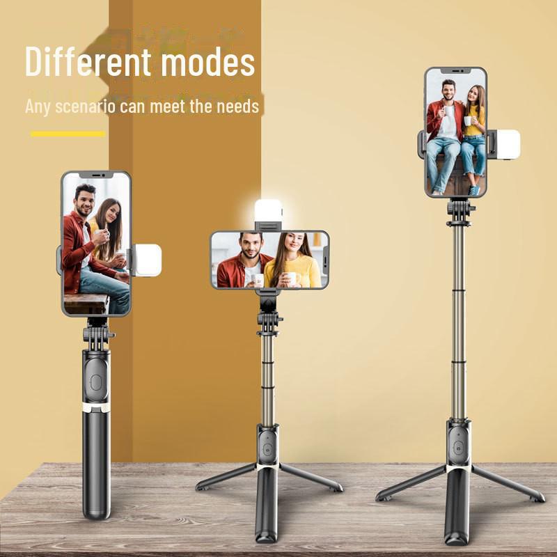 Q02S Bluetooth Selfie Stick with LED Light & Tripod for Live Broadcasts