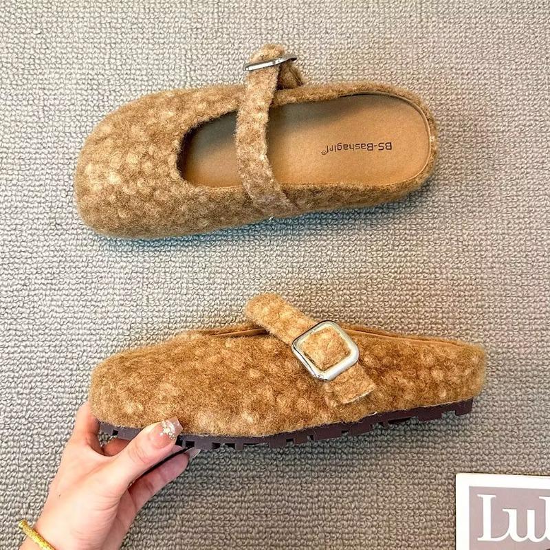 Модный Бренд Нового Стиля Весенние Ретро Однотонные Туфли Удобная Резиновая Подошва Женские Сандалии Широкая Носочная Часть Стиль Балеток Слиппер 40 хаки 2670₽