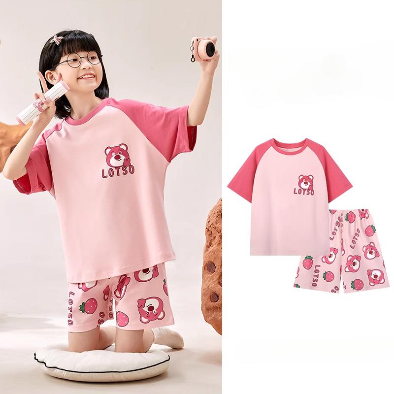 2025 MINISO Modisches und niedliches Cartoon-Anime-Print Jungen- und Mädchen-Kurzarm-Pyjama-Set für den Sommer Kinder-T-Shirt+Shorts 2-teiliges Set