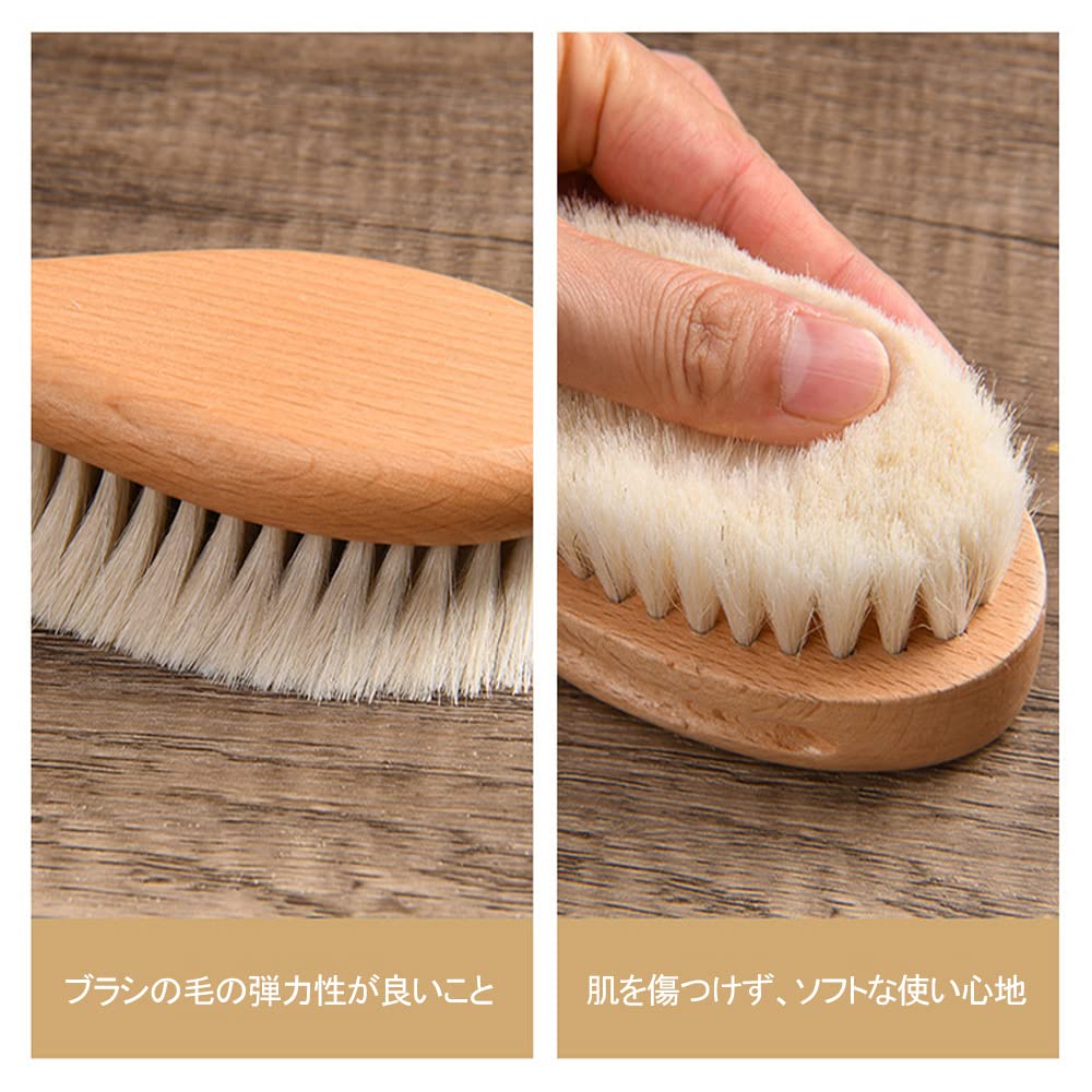 BTtime Babyhaar Neugeborenenkamm Kopfhaut Holz Natürlich Ziege Baby Für Babys von Bürste, Set, Massage, Griff, Holz, Haar, Antistatisch, Geschenk, Neugeborene,