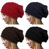 Women's Retro Pleated Edge Pullover Hat Cozy Knitted Beanie For Winter Sports