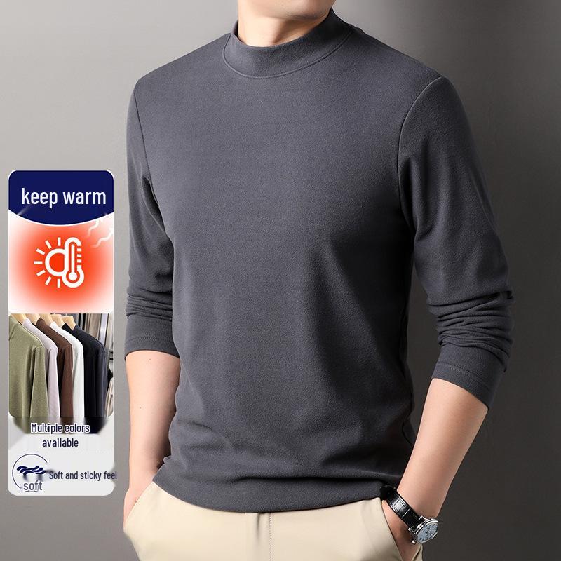 Men's Self-Heating Double-Sided Fleece Half-High Collar Sweatshirt - 2025 Autumn/Winter New Style Base Layer