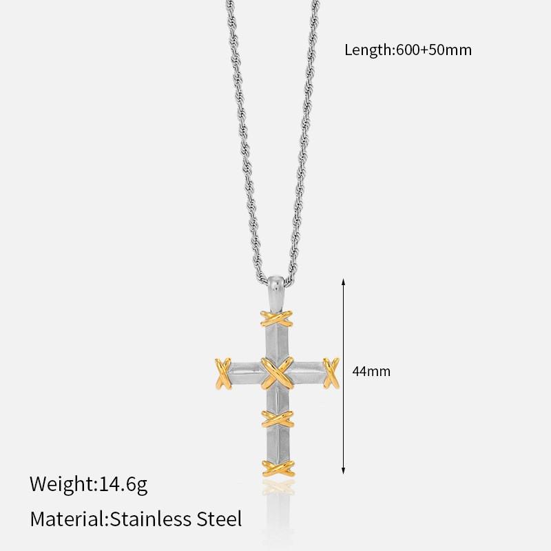 Vintage Minimalist Titanium Steel Cross Necklace Light Luxury Pendant Jewelry for Women Men