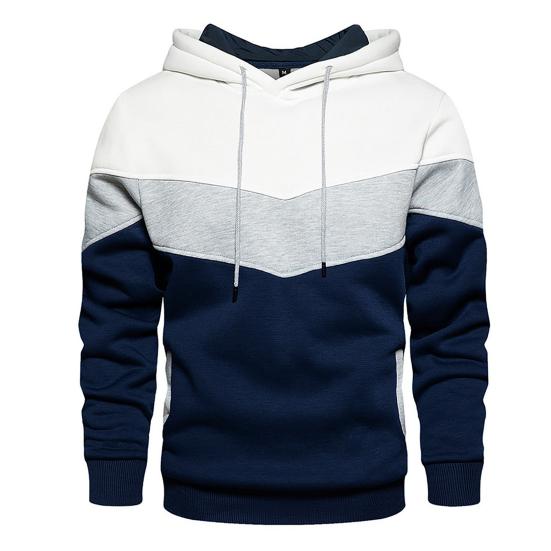 Patchworkové kapsy Pulovr s kapucí Podzim Zima Dlouhý rukáv S kapucí Plyšová Pánská Mikina Svrchní oděv