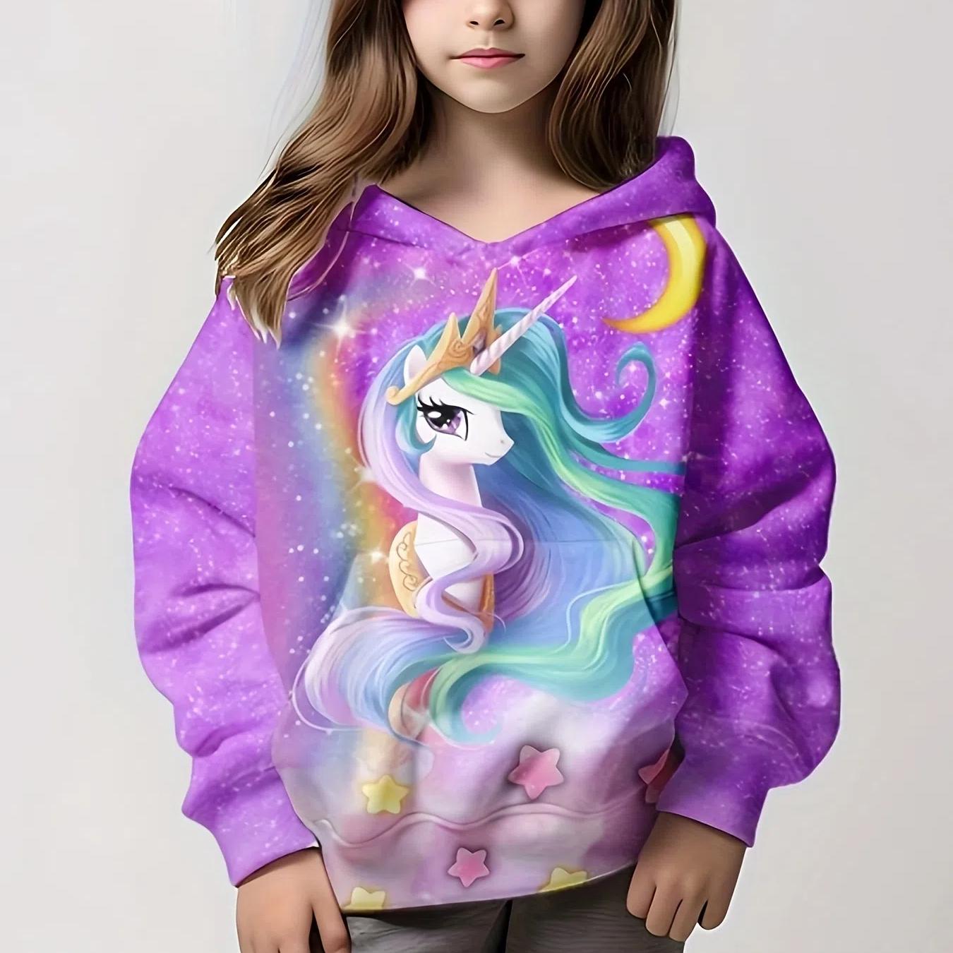 

Детская одежда Толстовки с капюшоном Детский топ с длинным рукавом Повседневный 3D-принт с животными Модная одежда для девочек Лето-Осень Одежда для девочек 160CM