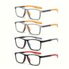 4pcs  Sports Style Reading Glasses for Men & Women - Retro Square Design Clear Lenses Anti-Blue Light Multiple Colors
