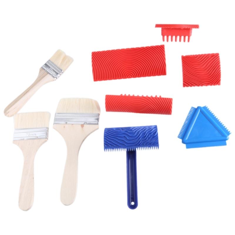 

9Pcs Wood Texture Paint Tool Fake Wood Grains Roller Paint Brushes Soft Rubber Wood Grains Painting Tool Easy to Use 1