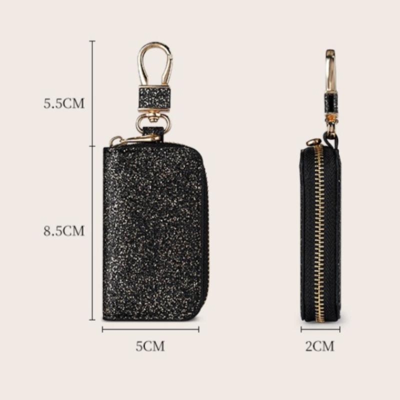 PU-Leder Reißverschluss Schlüsselhalter Organizer Auto Schlüssel Tasche Geldbörse Herren Damen Mode Einfach Schlüsseletui Tasche Schlüsselanhänger Geldbörse