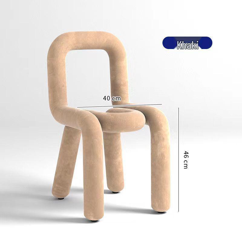 Creative Designer Vanity Chair with Backrest for Bedroom, Bold and Irregular Shape Leisure Stool
