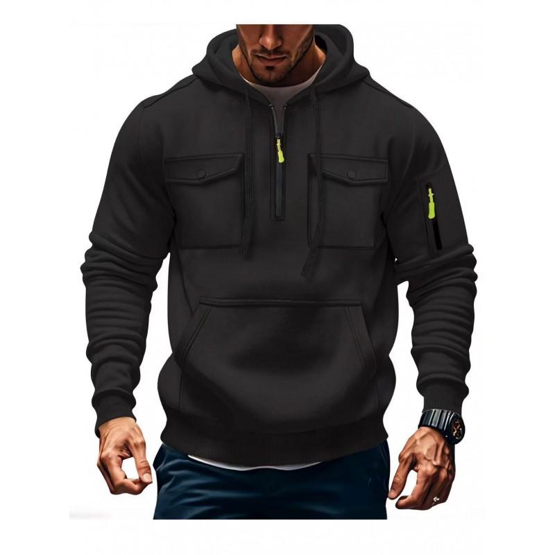 Mens Winter Hooded Zip-Up Sweatshirt Thick Fleece Lined Casual Streetwear Oversized Fit