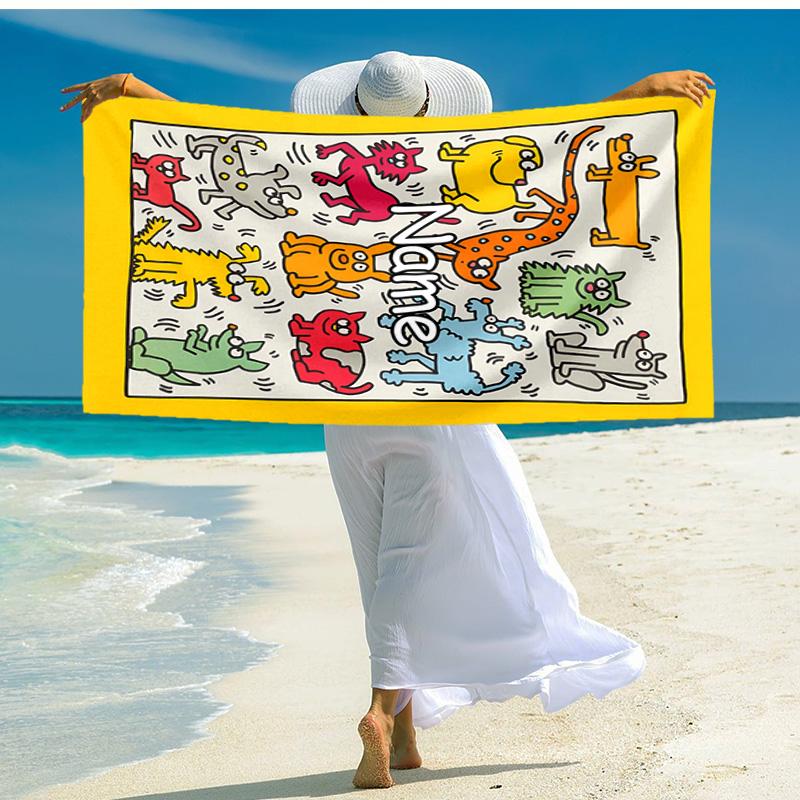 Personalized customized proof beach towel with Untitled Dance pattern - soft, absorbent,quick-drying,perfect swimming,camping&bathing