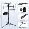 New Bee Folding Music Stand, Adjustable Height 70-135cm, Desktop Stand with Music Clip and Storage Bag, Black, MS21