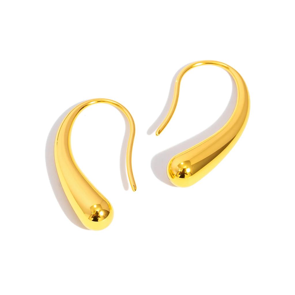 Women's Classic Teardrop Earrings - Lightweight Small Fish Hook Back, 18K Gold Plated Stainless Steel, Hypoallergenic Everyday Gold Jewelry
