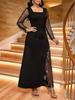 Plus Size Women's Embroidered Patchwork Bodycon Dress - European & American Style GY2199