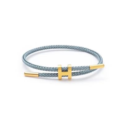 Braided Rope Bracelet Adjustable for Women with Stainless Steel Charms Arm Stacking Jewelry