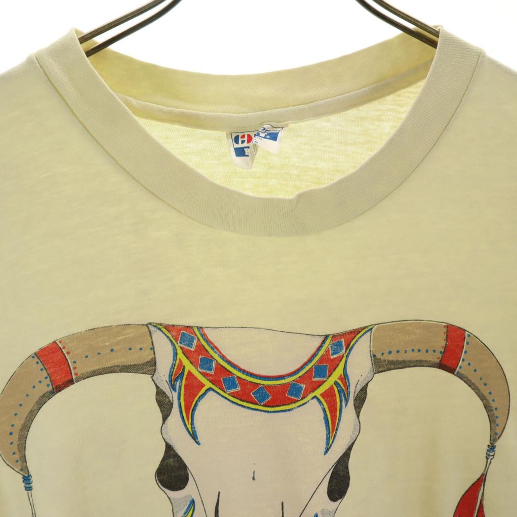 Hanes 80s 90s Old USA made Skullhorn Short sleeve Single Stitch Great People T-shirt Men's Used