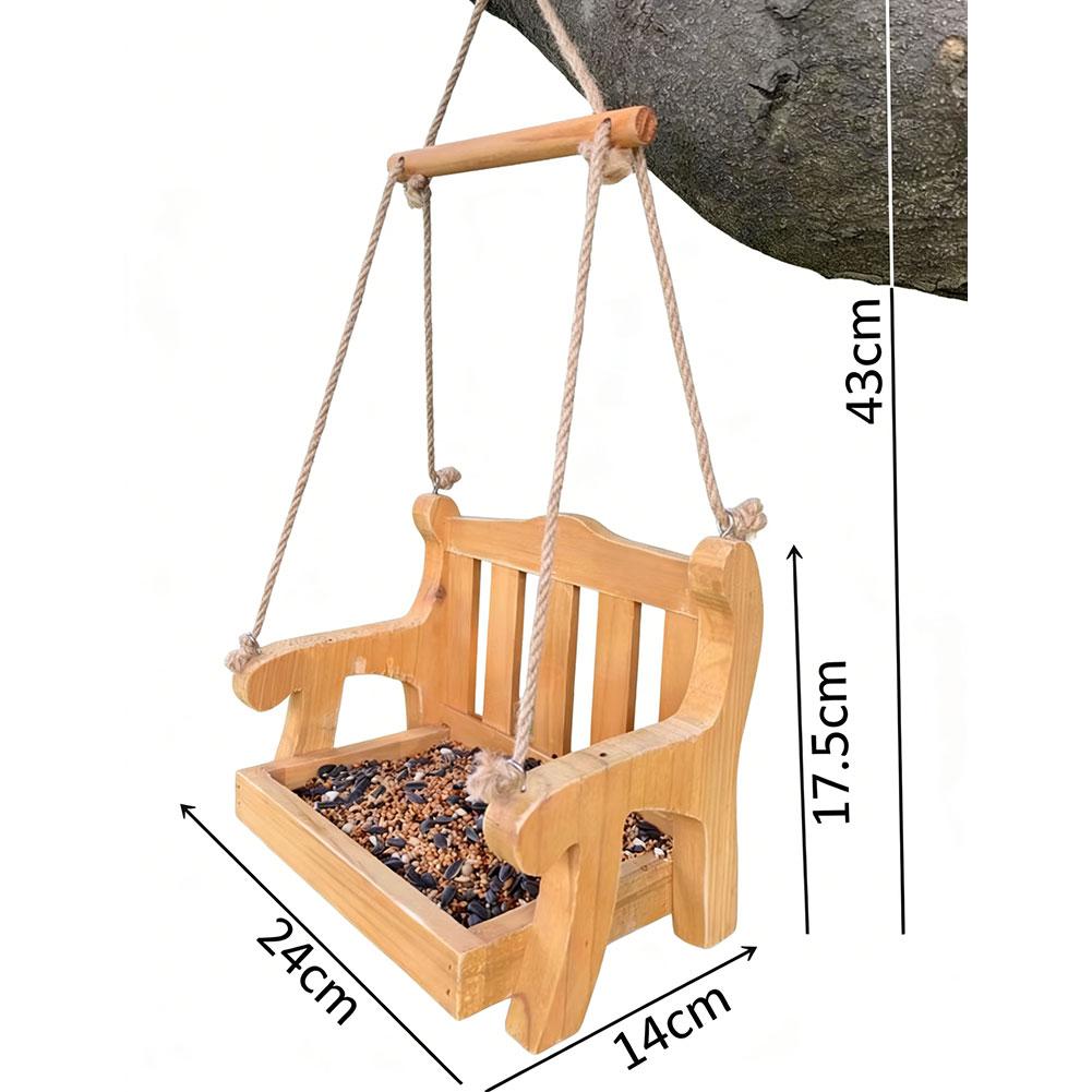 Wooden Outdoor Bird Feeder, Gardening Bird Feeding Tool, Stylish Hanging Pet Chair, Suitable For Gardens And Balconies!