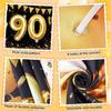 Black Gold 90th Birthday Decorations for Men Women Happy 90th Birthday Yard Banner Sign Decor and 18 PCS Latex Balloons for 90 Year Old Anniversary