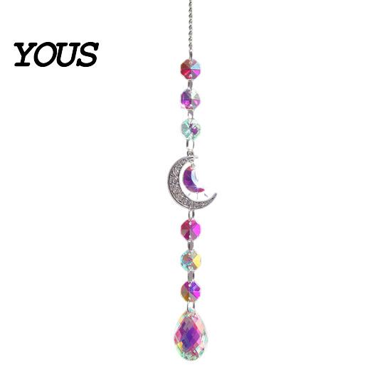 Wall Hanging Decor Colorful Crystal Suncatcher, Sun Catcher for Windows, Healing Glamorous Decoration Home, Crystals Prism Rainbow Maker,