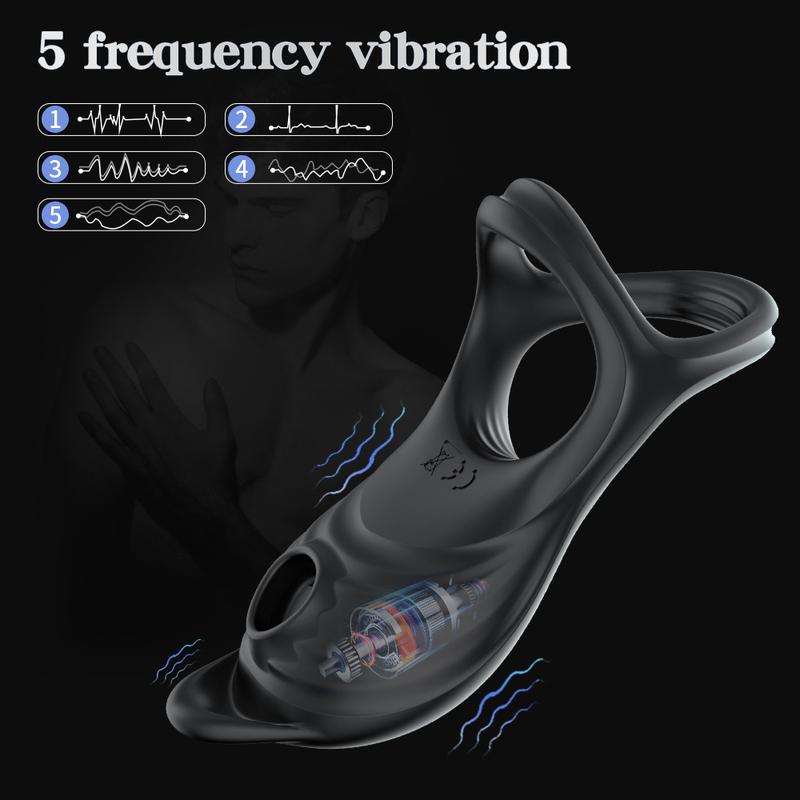 Double Cock Ring Vibrator G-spot Clitoris Stimulation Delayed Ejaculation Sucking Vibrating Penis Ring For Couple Adult Sex Toys