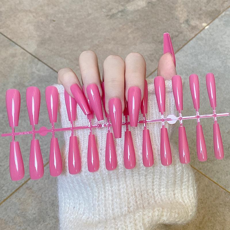 

24 шт./компл., длинные Т-образные ногти, однотонные лаковые накладные ногти, разноцветные полоски, готовый маникюр, 24 шт./компл.