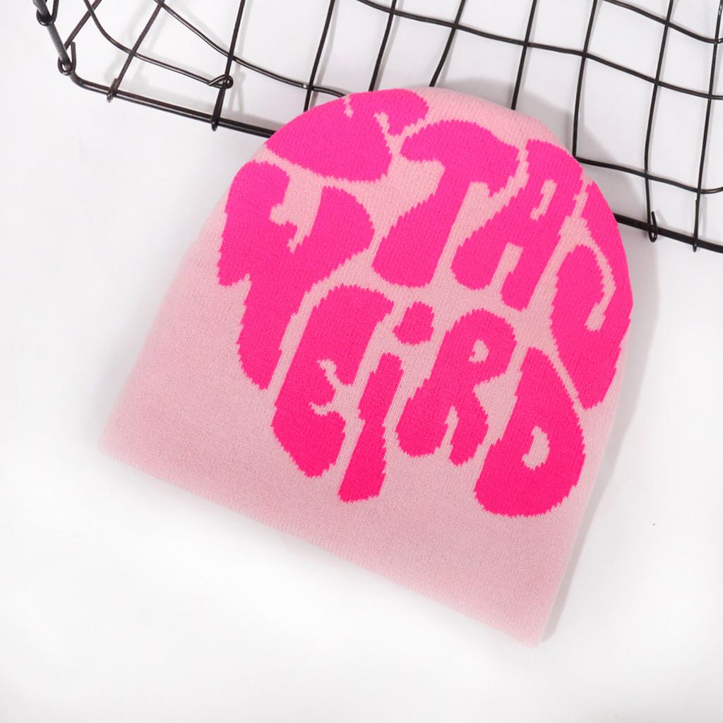 Fashion Letter Pattern Women Casual Warm Knitted Hat For Fall And Winter Streetwear Fans