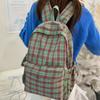 Schultasche Hong Kong Stil Retro Karomuster Schultasche Mittelschule Mädchen Rucksack Weibliche College-Studenten Vielseitig Große Kapazität College-Stil