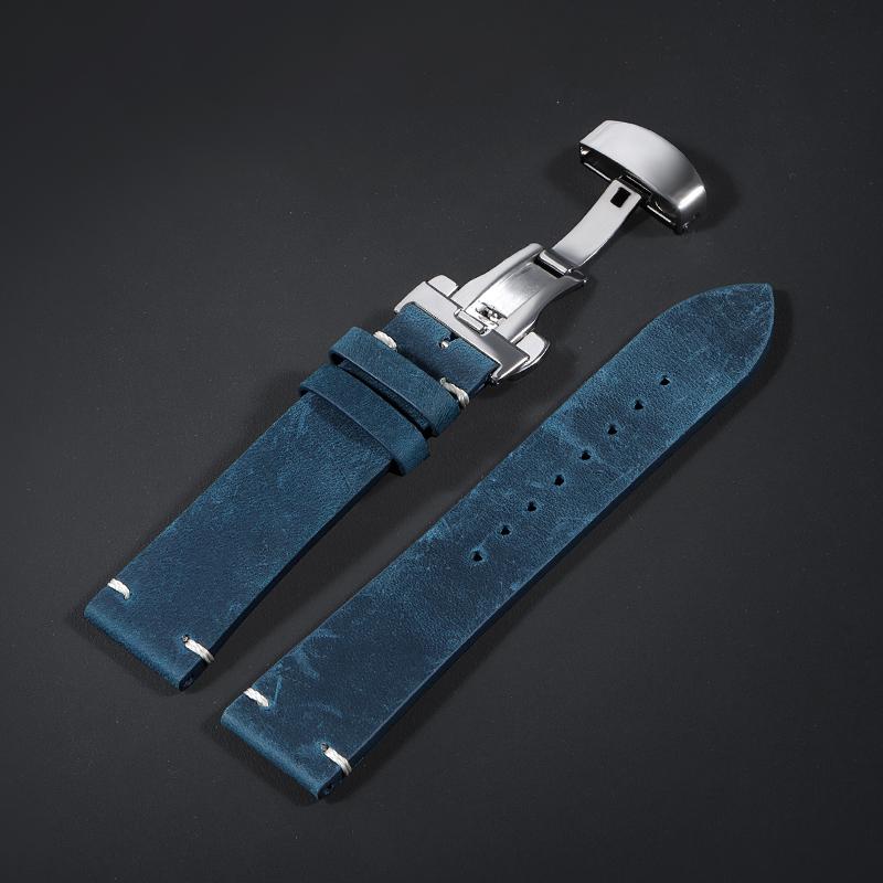 Calfskin Leather Watch Band for Omega for Seiko Bracelet 18mm 20mm 21mm 22mm 24mm Strap Dark Brown Stitching for Rolex Wristband