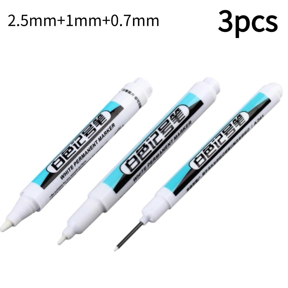1/2/3Pcs White Marker Pen for Wood Rock Plastic Leather Glass Stone Metal Canvas Ceramic Deep Hole Marker 0.7/1.0/2.5MM