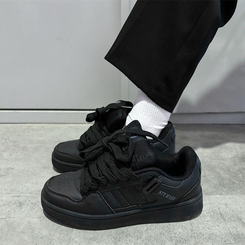 

Нишевая обувь-хлеб женская инс тренд 2025 лето новая корейская версия студенческие маленькие белые туфли универсальные повседневные кеды мужские 40 чёрный