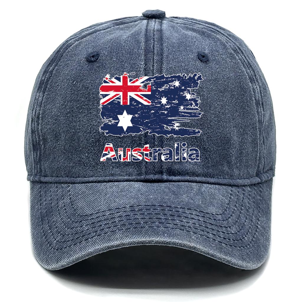 Retro Style Australian Flag Print Snapback Sun Hat Caps For Woman Washed Retro Vintage Adjustable Baseball Caps High Quality Cap