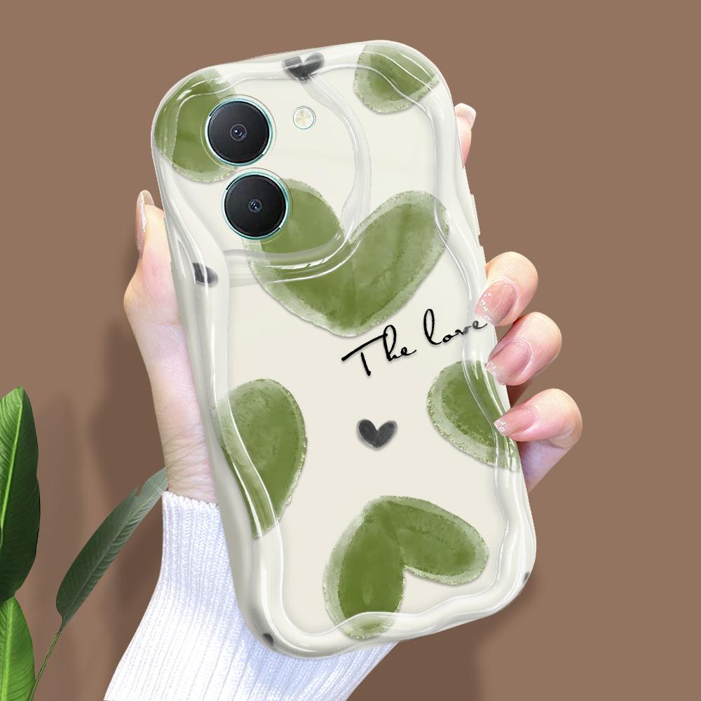 

Милый мультяшный узор, кремовая текстура, мягкий силиконовый чехол с волнистыми краями, чехол для телефона для Vivo Vivo Y35+ 5G белый