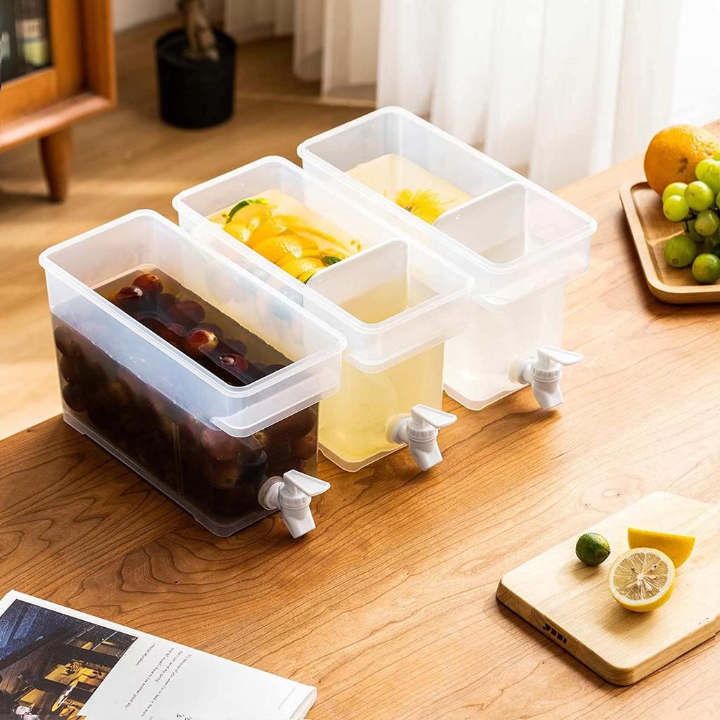 3.5L Refrigerator Cold Kettle with Spigot Drink Dispenser Iced Juice Lemonade Container For Famaily Party Daily Use