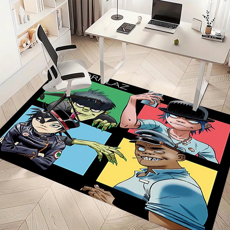1pc Gorillaz band Print Area Rug - Soft, Washable Non-Slip Indoor Mat, Living Room, Home Office Decorative Rug,Office Decorative