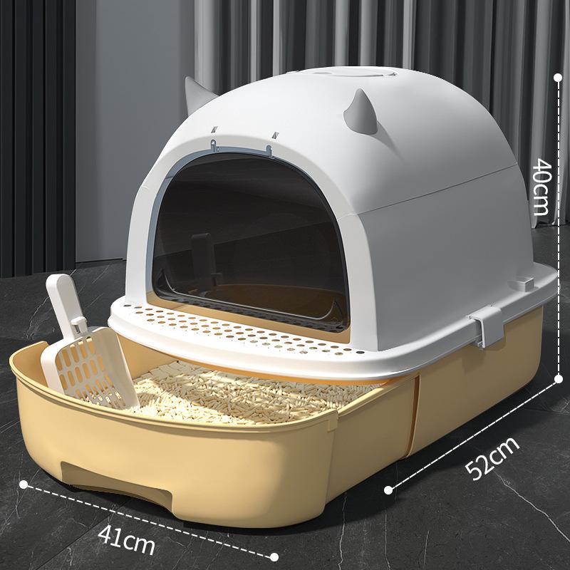 

Drawer Type Cat Litter Box with Odor Elimination Anti Scatter Design Cartoon Devil Theme for Kitty Toilet 52 40 40cm жёлтый