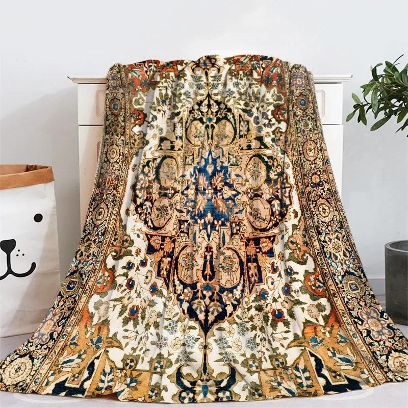 Geometrický Etnický Boho Vzor Flanelová Přehozová Deka Měkká Teplá pro Domácí Dekoraci Pohovky Děti Dospělí Kempingová Deka Velikost King Queen