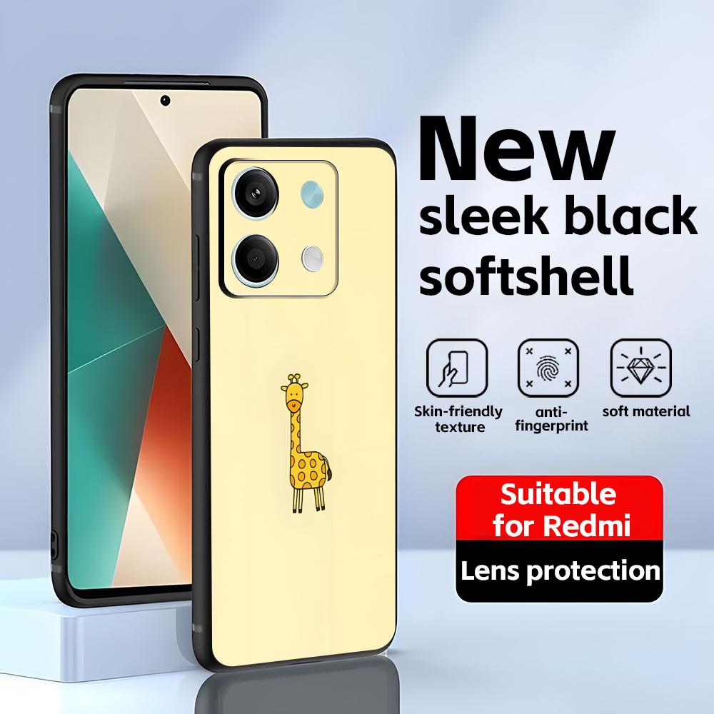 Süßes Giraffen-Handyhülle für Redmi Note 14 13 12 11 Pro Plus S 5G 14C A3 Weiche Schwarze Handyhülle