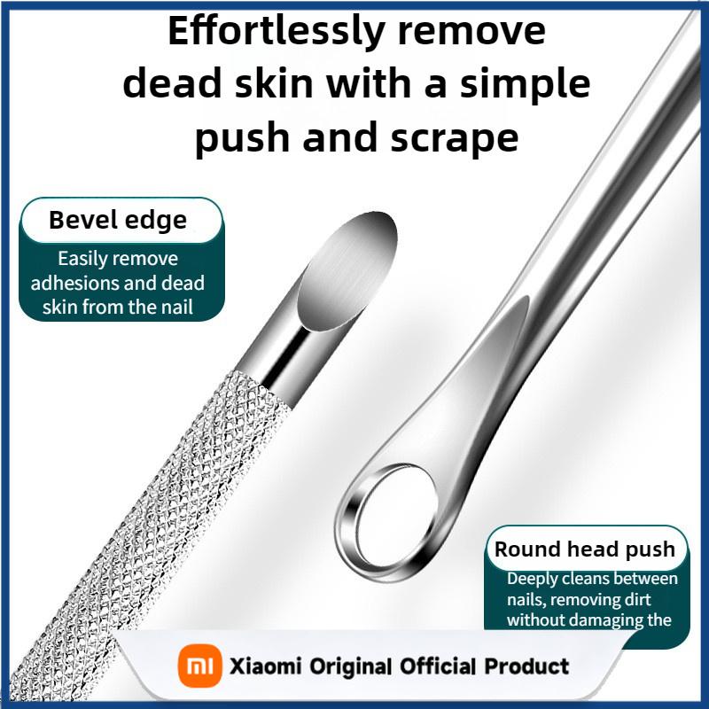 Xiaomi 2pcs Professional & Use Double-Headed Angled Stainless Steel Nail Tool Precision Trimmer & Cuticle Care with Dead Skin Remover