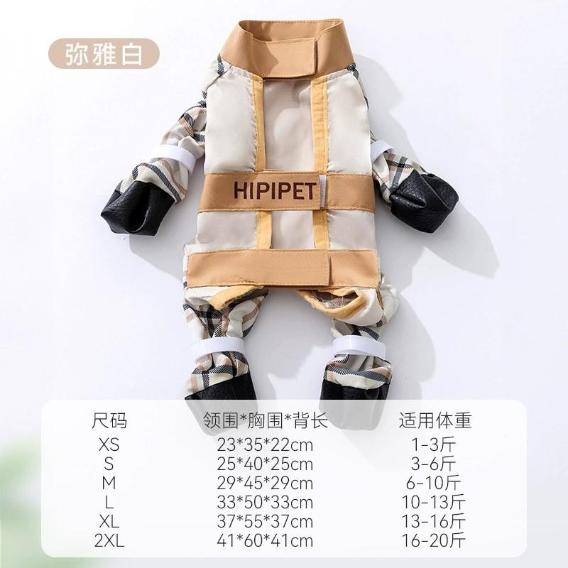 All-Season Waterproof Raincoat Small To Medium Dogs - Full-Body 4-Legged Hooded Pet Outfit With Cartoon Print