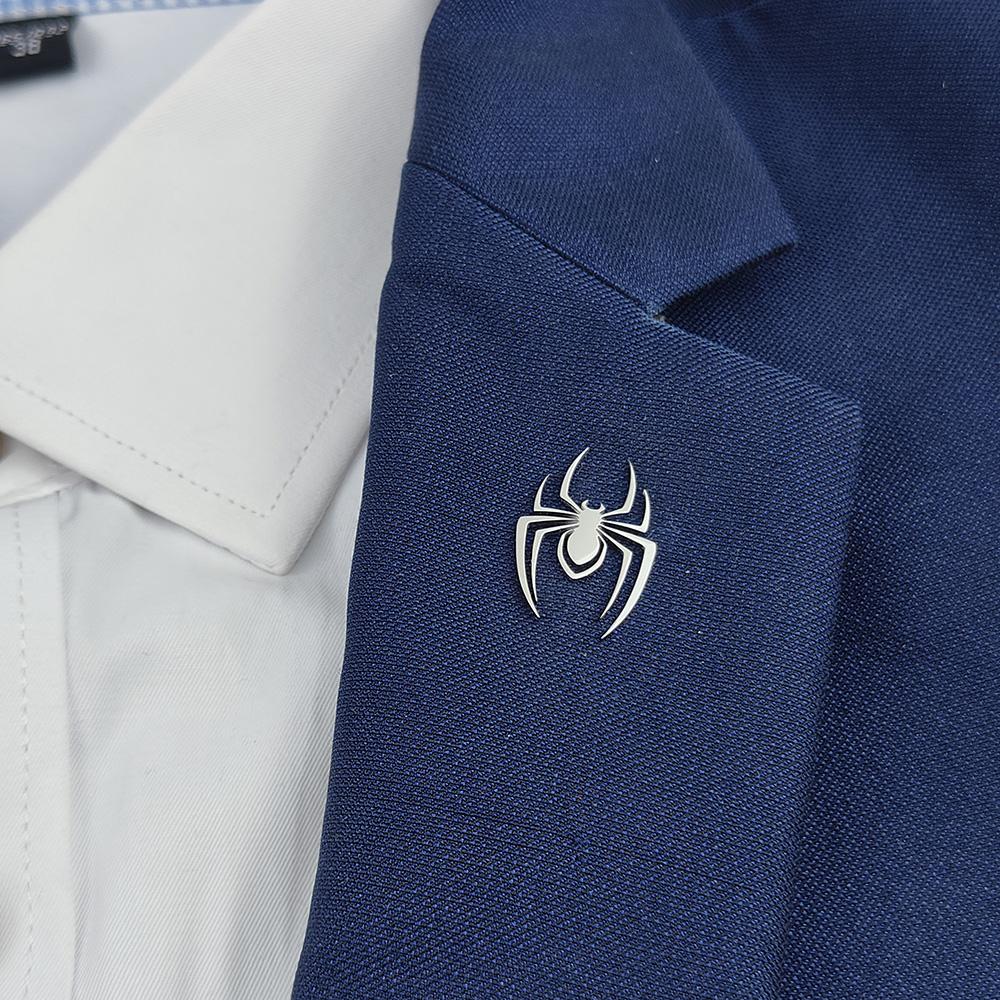 Halloween Spider (web) Gold-plated Badge, Men's Black Stainless Steel Suit Lapel Pin, Women's Anti-travel Buttons.