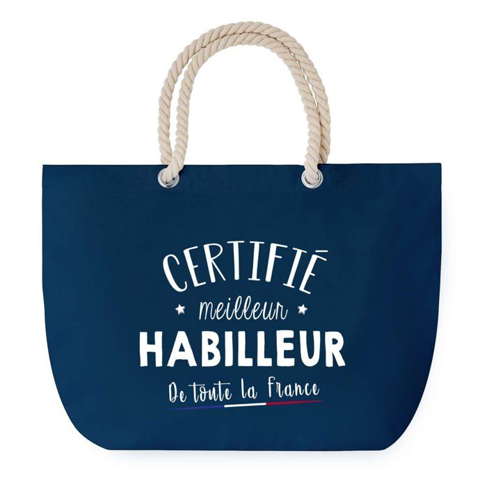 Sac de plage Bleu anse corde Certifié meilleur Habilleur Cadeau Anniversaire Noël | Grand Sac de Transport & Sport