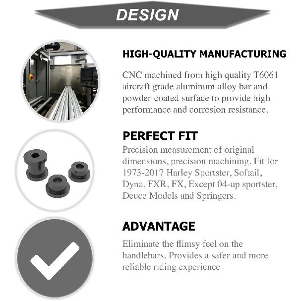 CNC Solid Billet Handlebar Riser Bushings Compatible With Harley Softail Dyna Sportster 1984-2016,Low Rider,Street Bob,CVO,Super Glide,Wide