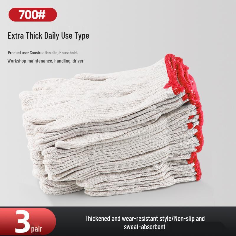 Pracovní bavlněné bezpečnostní rukavice odolné proti opotřebení pro stavební dělníky