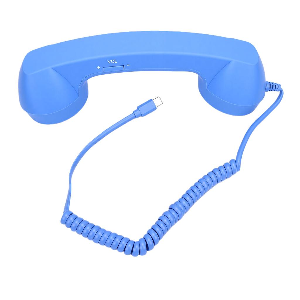 Retro Telephone Handset Type C Vintage Wired Handheld Cell Phone Receiver with Speaker and Microphone for Cell Mobile Video Conferences Calls Meetings