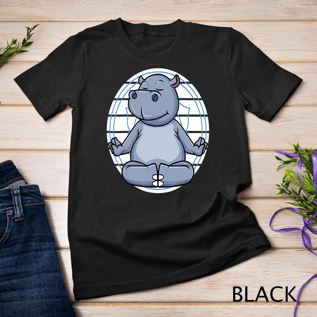 Omm Meditation Hippo Meditating Chakra Zen Yoga postures T-Shirt Mens Womens Tees Top Unisex T-Shirt Mens Womens Tees Top M