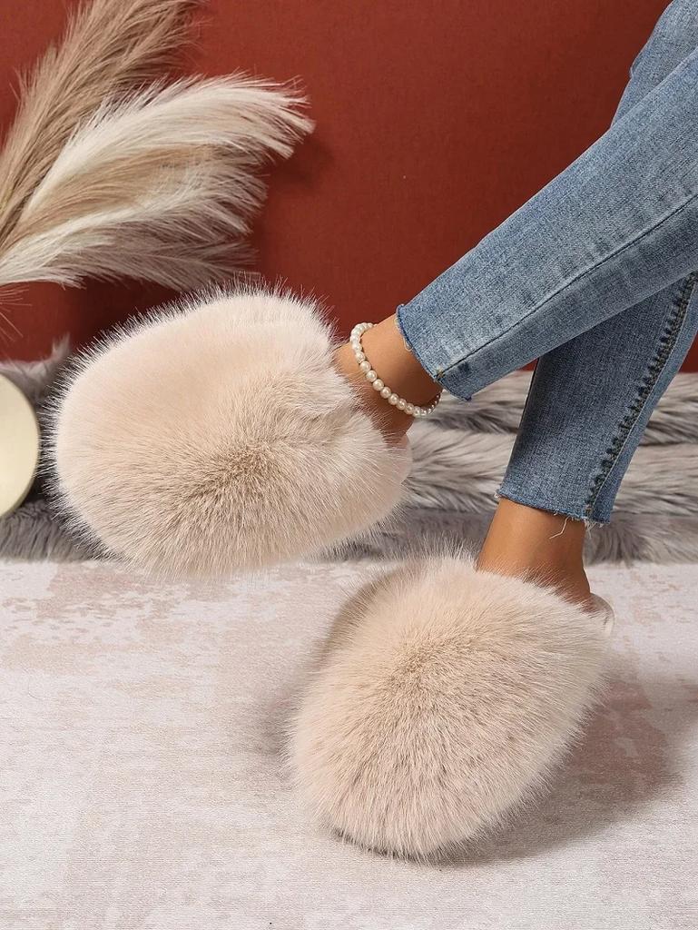 Innovative Indoor Slippers for Women Anti-slip Round Head Keep Warm One Kick Shoes for Women Suede 2025 New Light Home Slipper