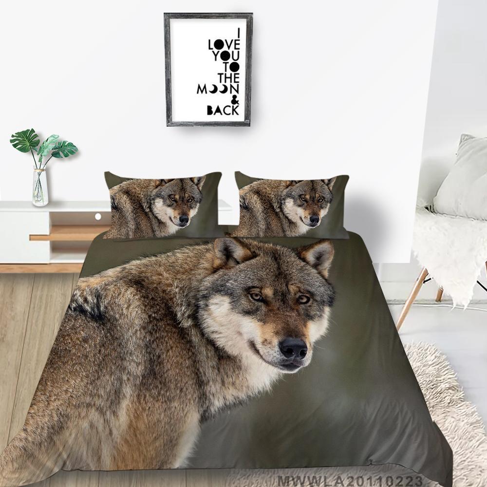 2023 New Style Duvet Cover Set Wolf Pattern Beding Cover Suitsn Polyester Quilt Cover Single Size Bed Set Teens Newly Fashion Bedding Suit