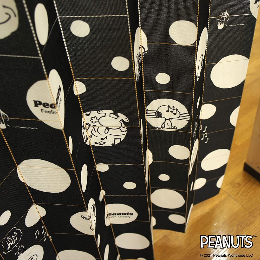 Noren Kobo Accordion Curtain Snoopy Monotone Dot SNOOPY PEANUTS Free Cut 96 X Length 95748 (Width 200cm)